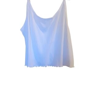 Old Navy Lettuce Edge Ribbed White Cropped Camisole Top